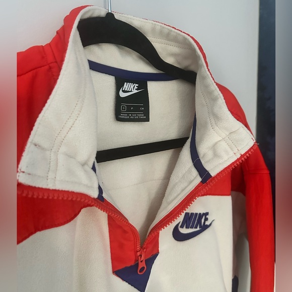 NIKE | retro cropped Polar Fleece Half Zip Sweatshirt blue cream orange- small - Picture 6 of 10